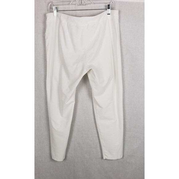 Eileen Fisher Pants Womens Large White Pull On Tapered Stretch Viscose Blend - Picture 2 of 6